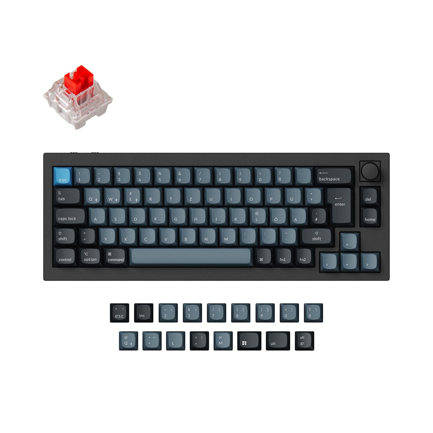 Keychron q2 pro qmk/via coleção de layout iso de teclado mecânico personalizado sem fio