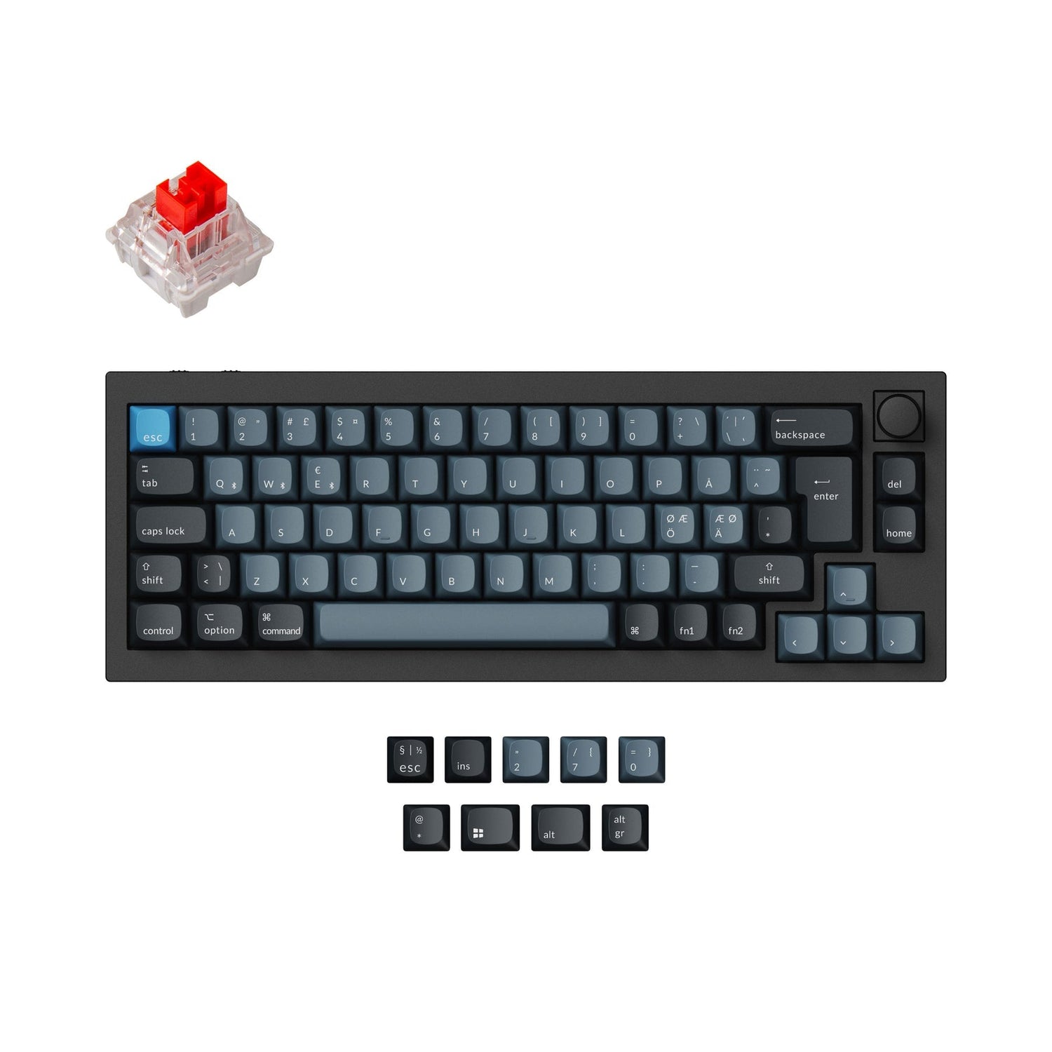 Keychron q2 pro qmk/via coleção de layout iso de teclado mecânico personalizado sem fio