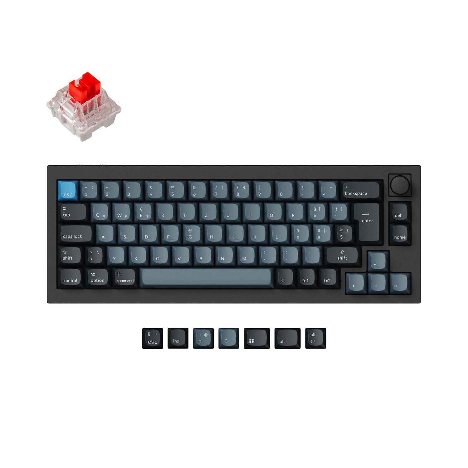 Keychron q2 pro qmk/via coleção de layout iso de teclado mecânico personalizado sem fio