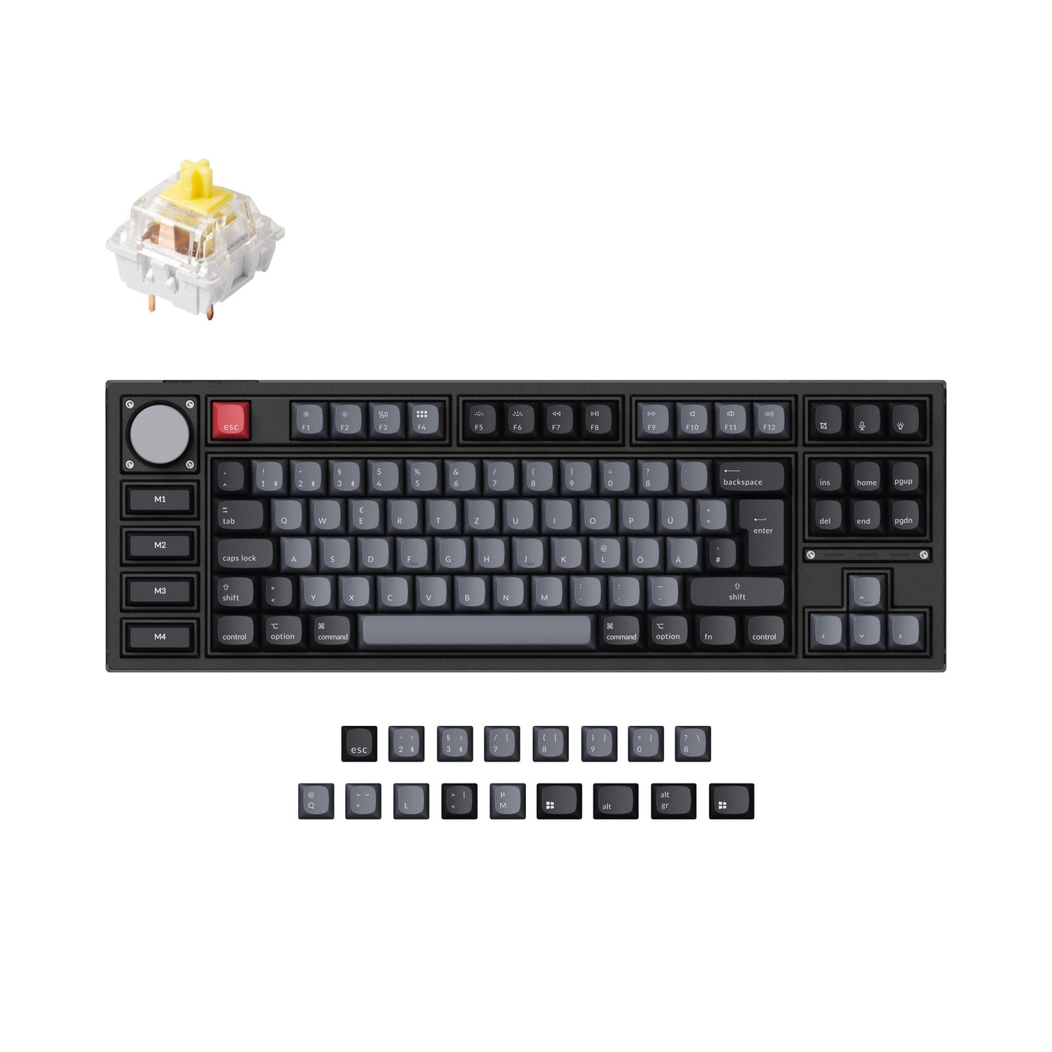 Keychron q3 pro qmk/via coleção de layout iso de teclado mecânico personalizado sem fio