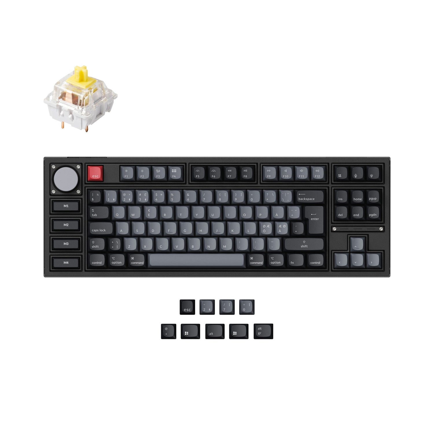 Keychron q3 pro qmk/via coleção de layout iso de teclado mecânico personalizado sem fio