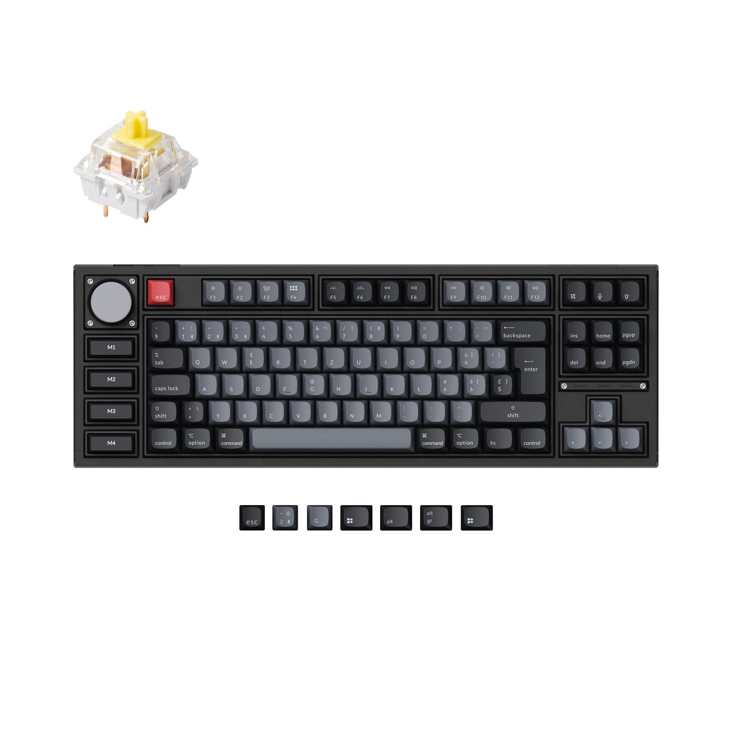Keychron q3 pro qmk/via coleção de layout iso de teclado mecânico personalizado sem fio