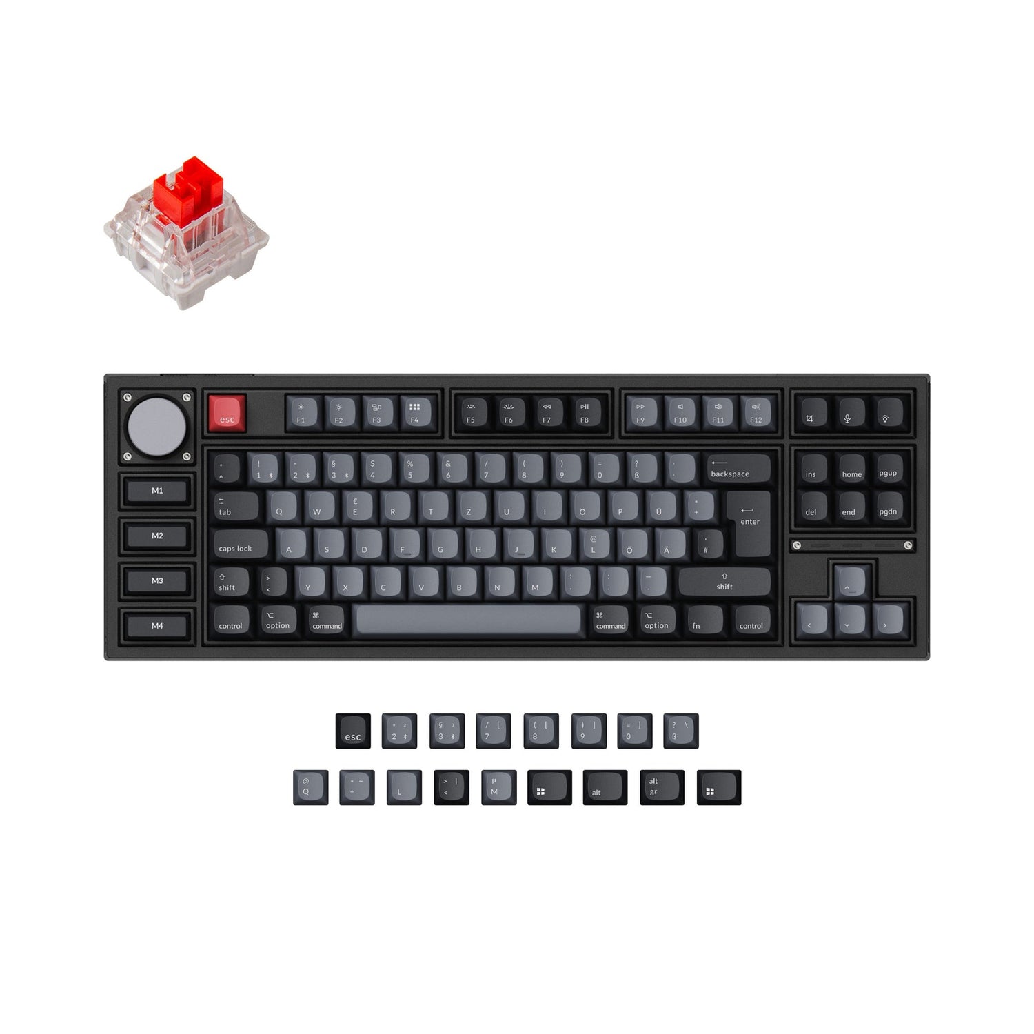 Keychron q3 pro qmk/via coleção de layout iso de teclado mecânico personalizado sem fio