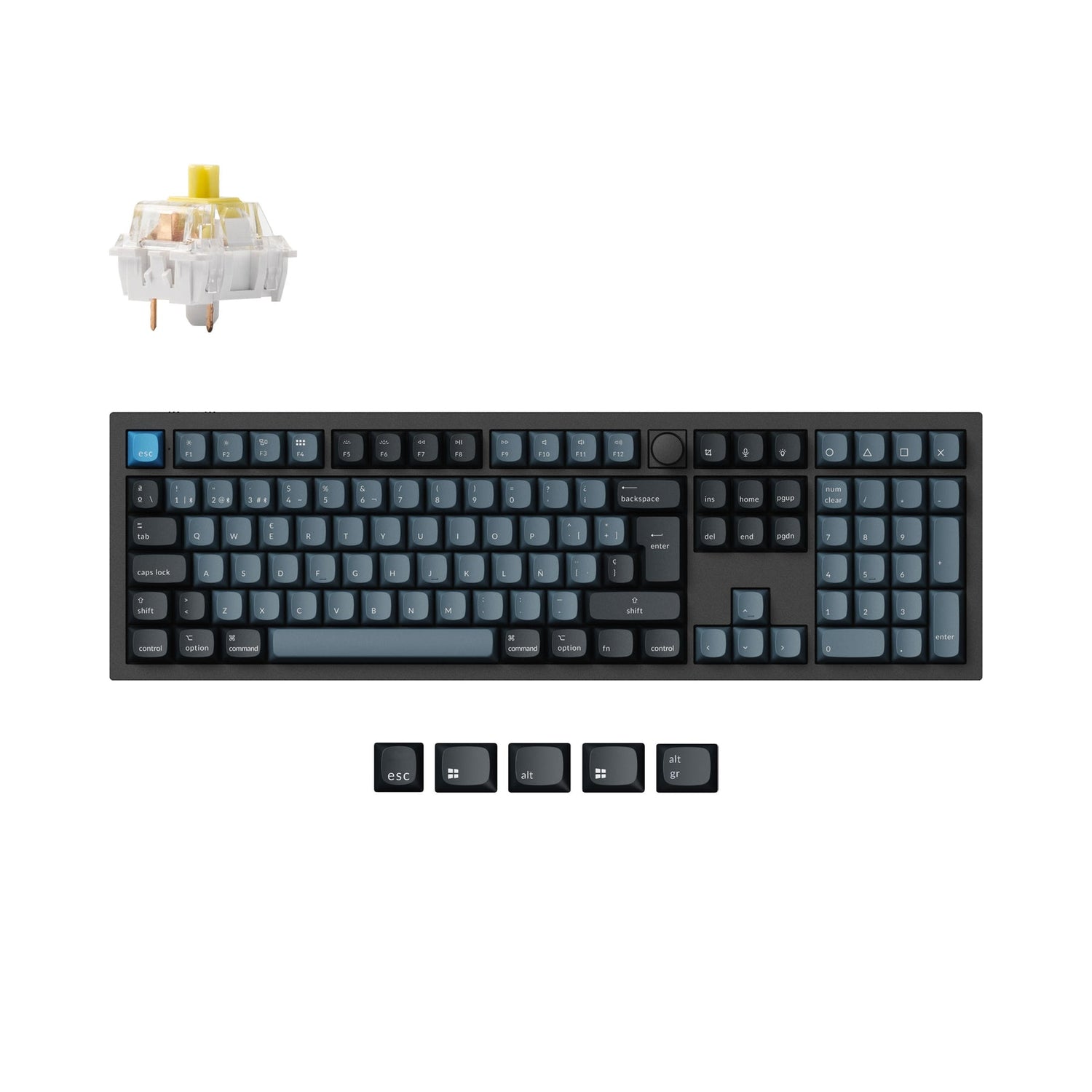 Keychron q6 pro qmk/via coleção de layout iso de teclado mecânico personalizado sem fio