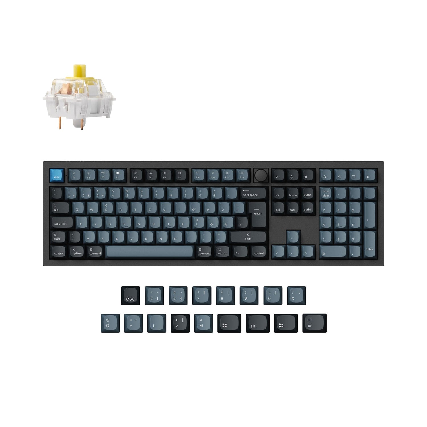 Keychron q6 pro qmk/via coleção de layout iso de teclado mecânico personalizado sem fio
