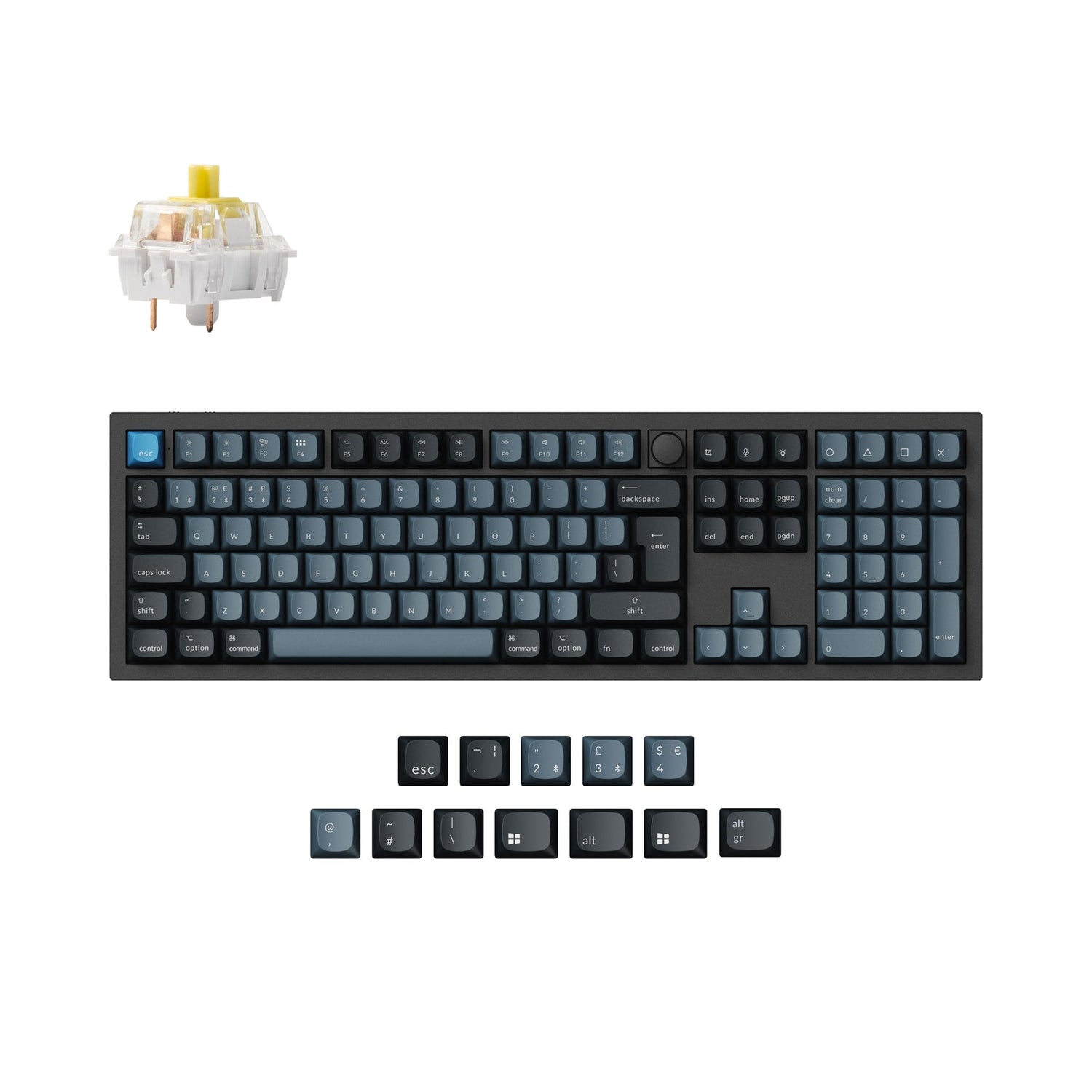 Keychron q6 pro qmk/via coleção de layout iso de teclado mecânico personalizado sem fio