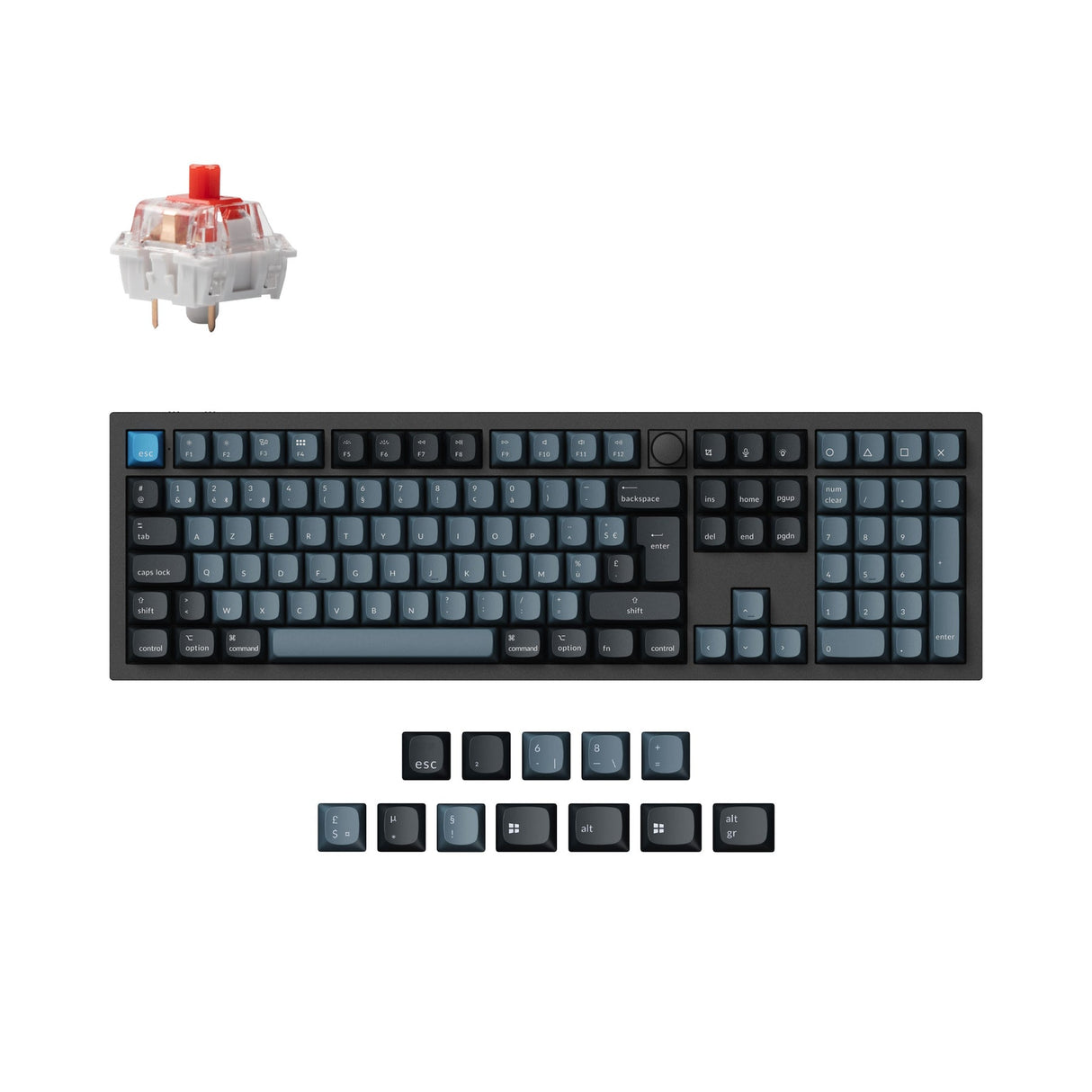 Keychron q6 pro qmk/via coleção de layout iso de teclado mecânico personalizado sem fio