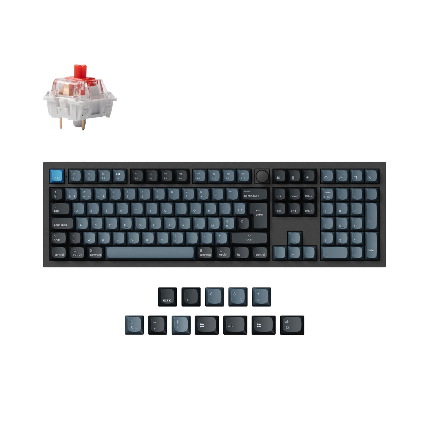 Keychron q6 pro qmk/via coleção de layout iso de teclado mecânico personalizado sem fio