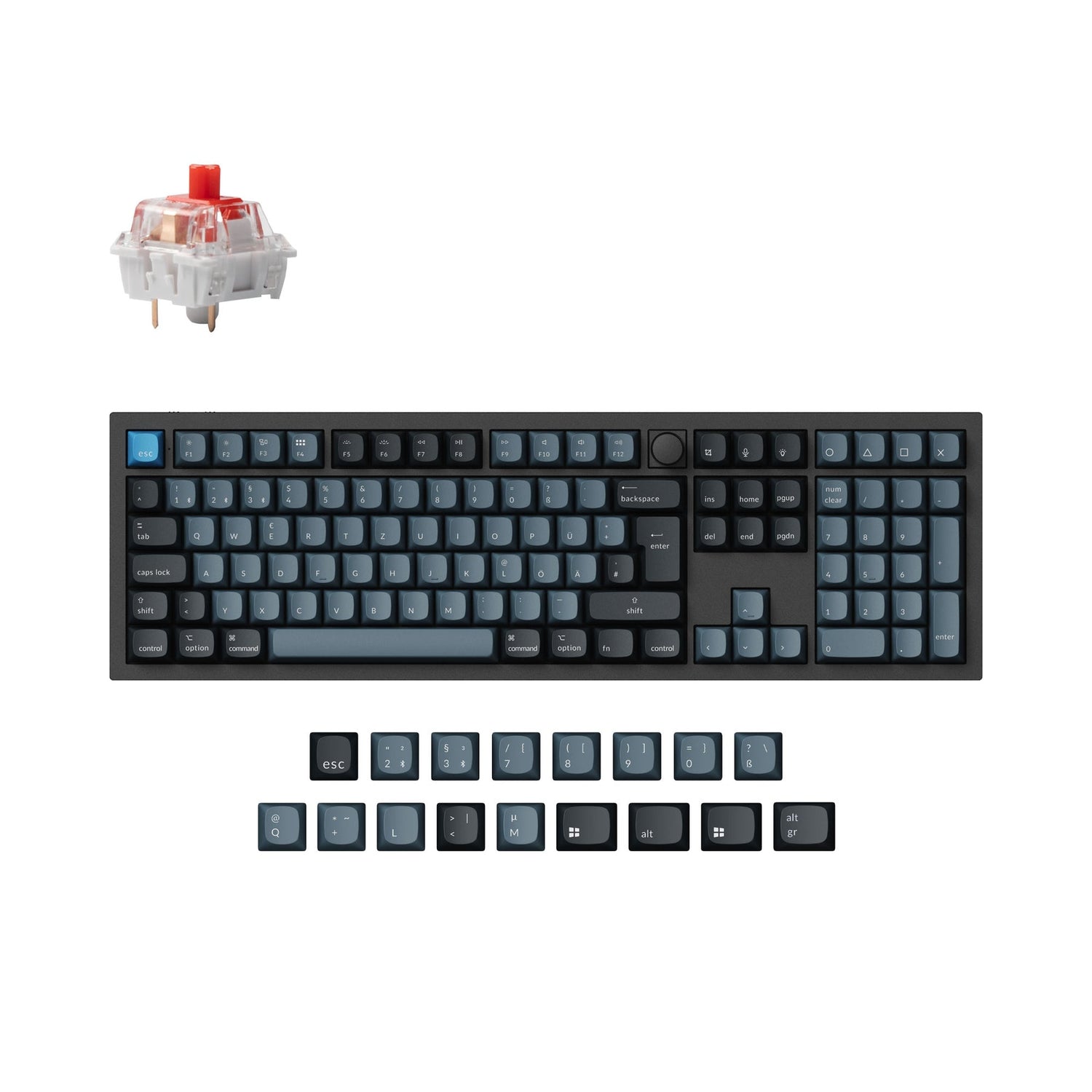 Keychron q6 pro qmk/via coleção de layout iso de teclado mecânico personalizado sem fio