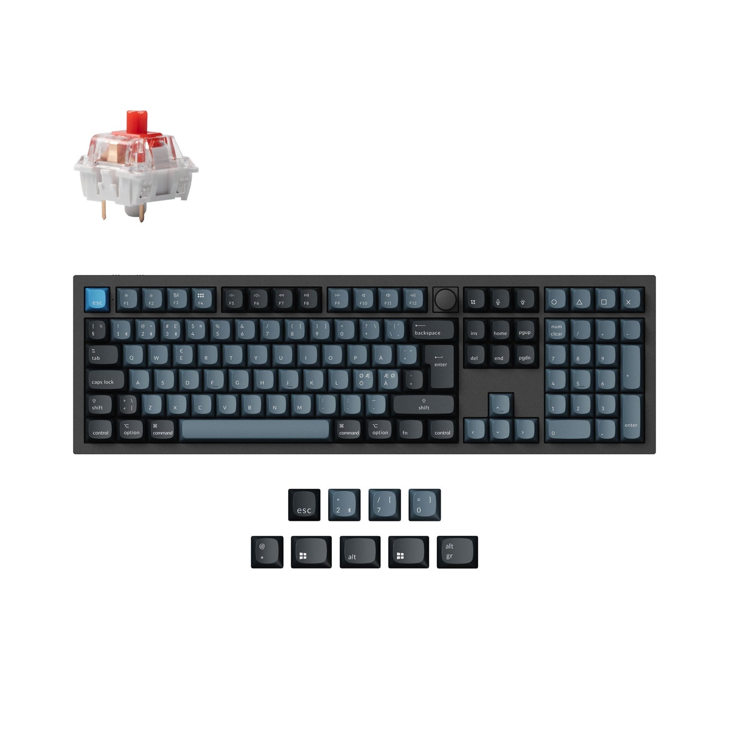 Keychron q6 pro qmk/via coleção de layout iso de teclado mecânico personalizado sem fio