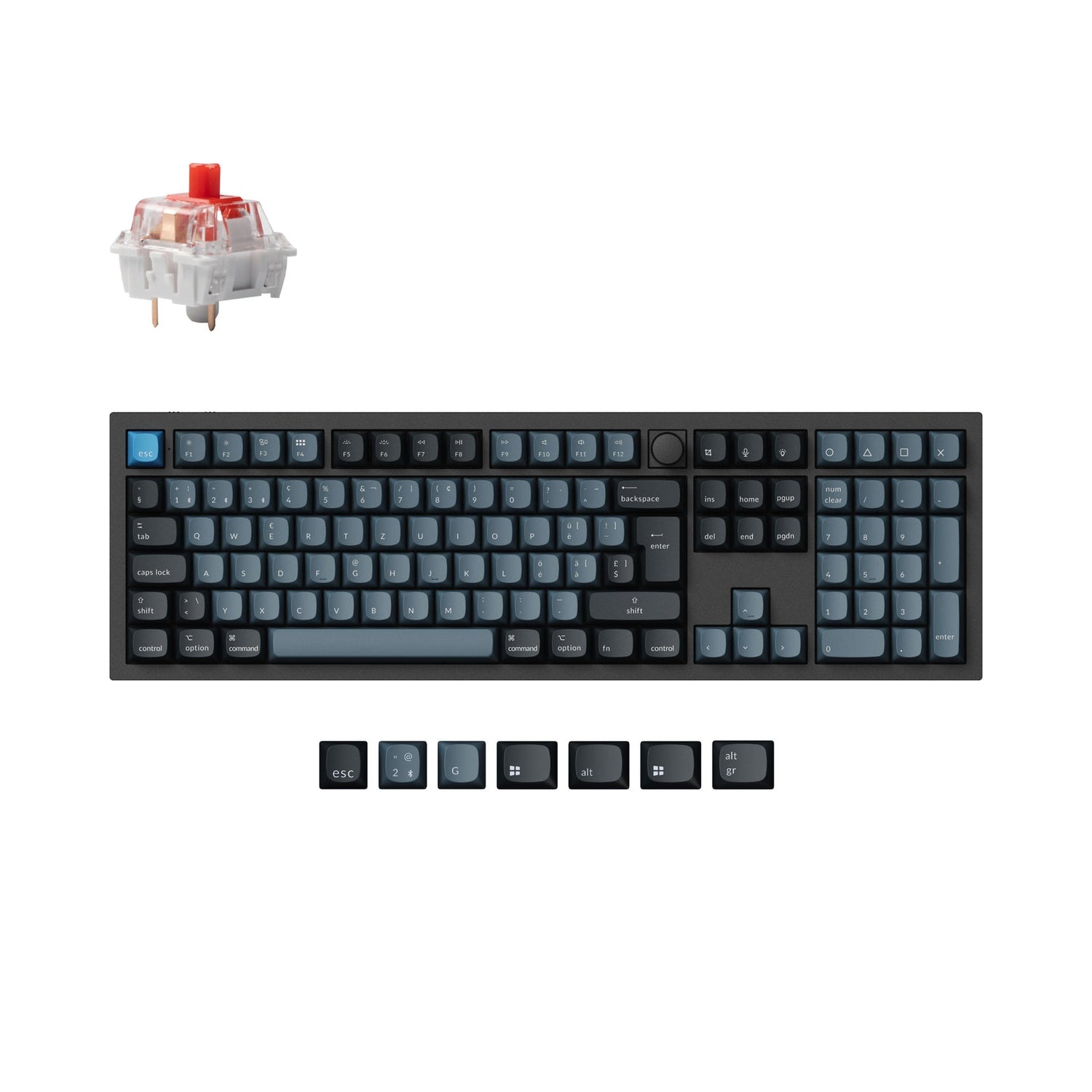 Keychron q6 pro qmk/via coleção de layout iso de teclado mecânico personalizado sem fio