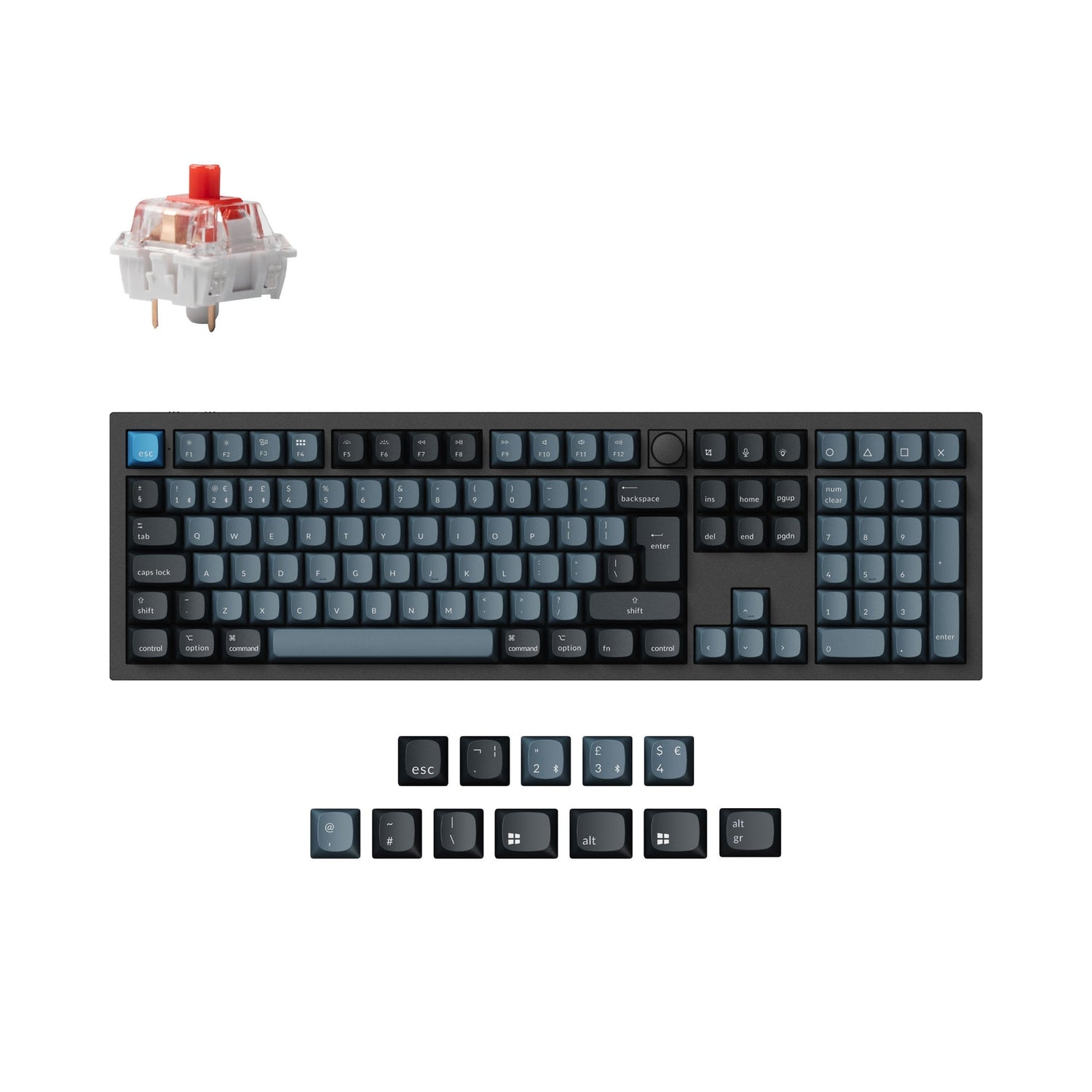 Keychron q6 pro qmk/via coleção de layout iso de teclado mecânico personalizado sem fio