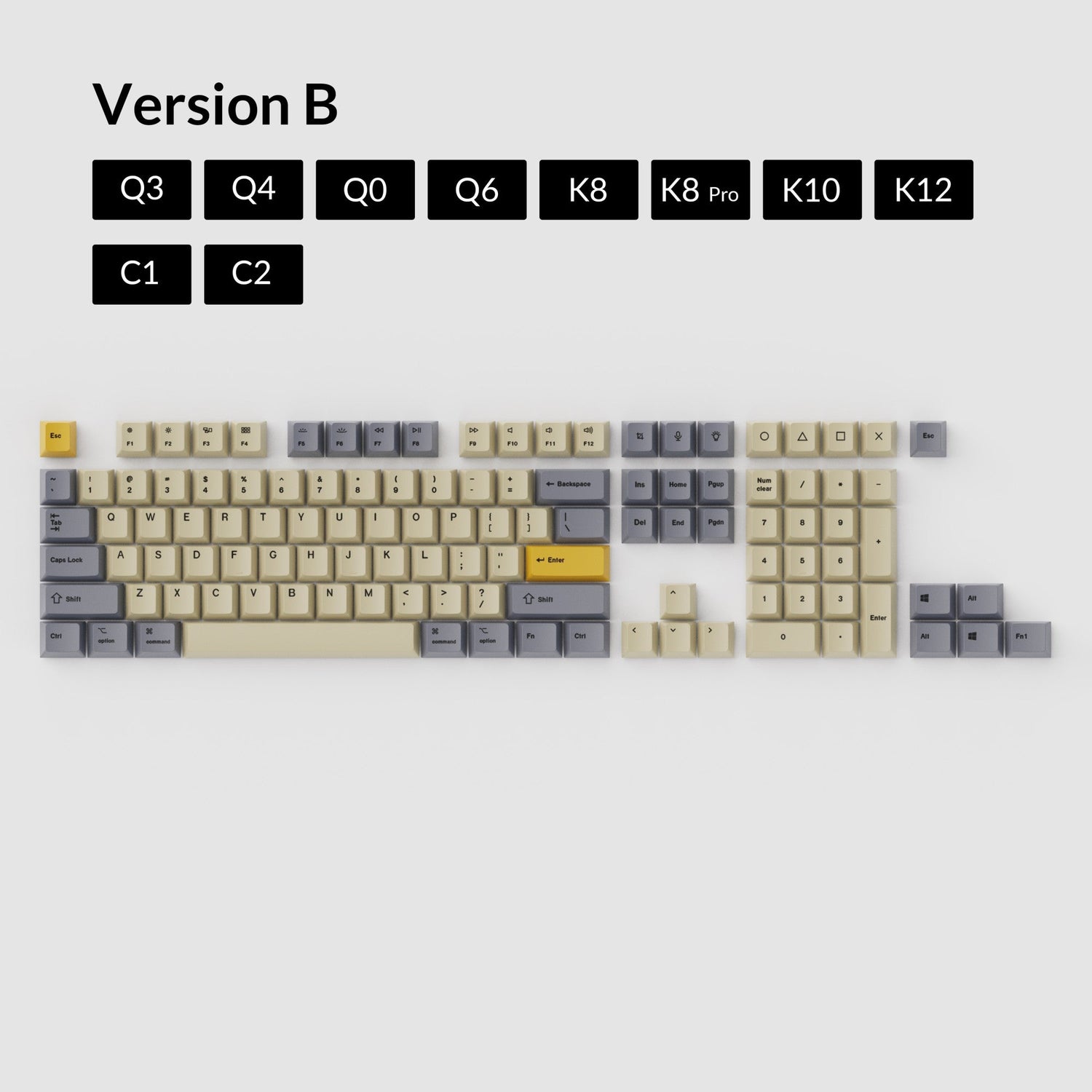 Conjunto de teclas OEM Dye-Sub PBT - Cinza Trigo