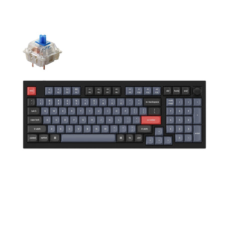 Keychron Q5 QMK/VIA custom mechanical keyboard knob version 96 percent full aluminum for Mac Windows Linux fully assembled black frame with Gateron G Pro switch blue
