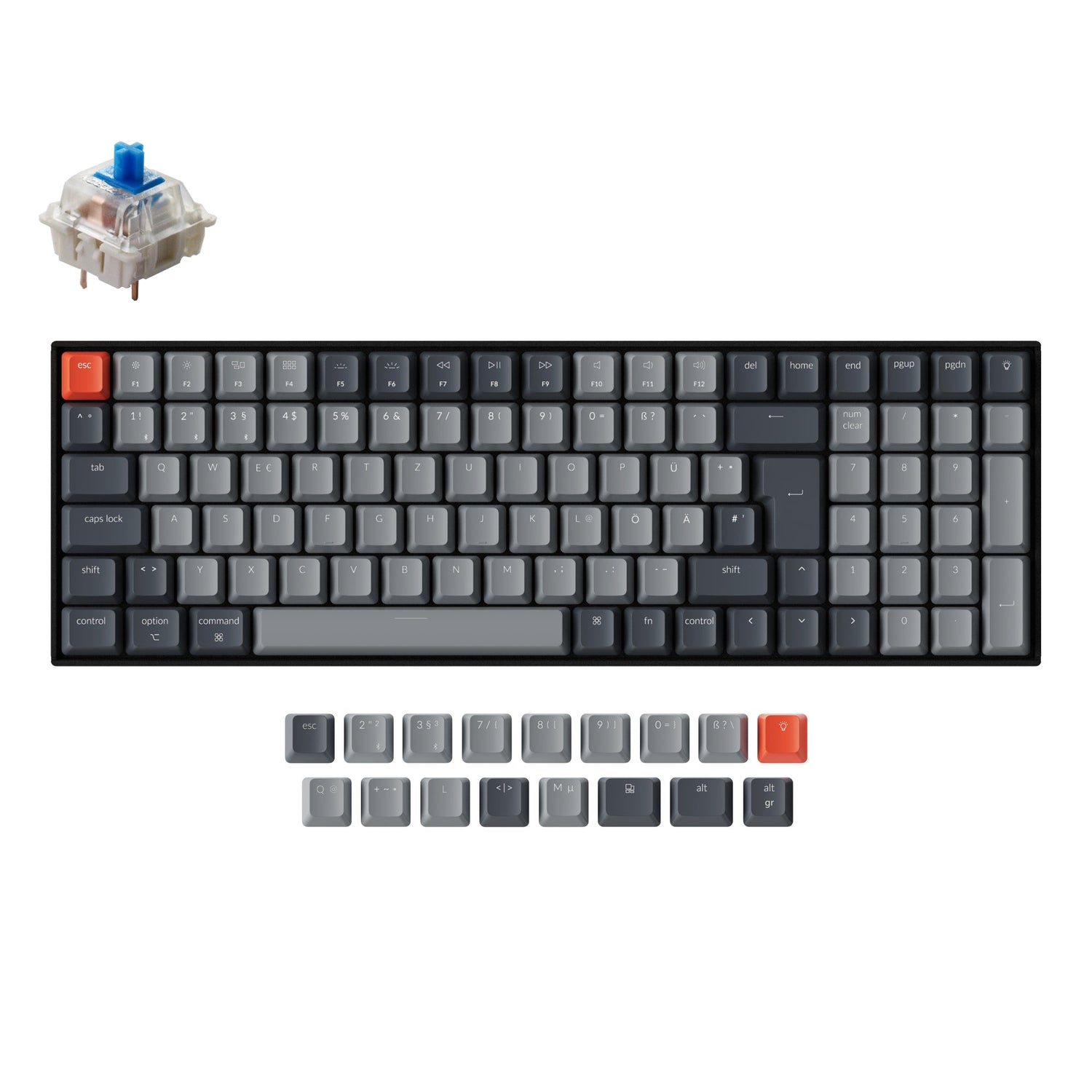 Teclado mecánico inalámbrico Keychron K4 (diseño ISO-DE alemán) - Versión 2