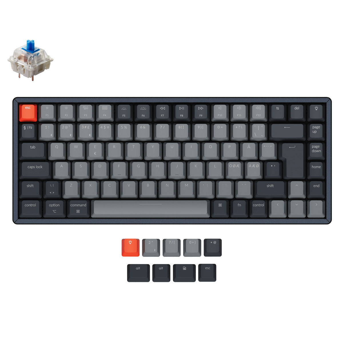 Teclado mecánico inalámbrico Keychron K2 (diseño ISO nórdico) - Versión 2