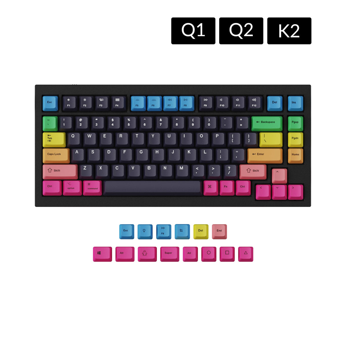 Conjunto de teclas OEM Dye-Sub PBT - Arco-íris