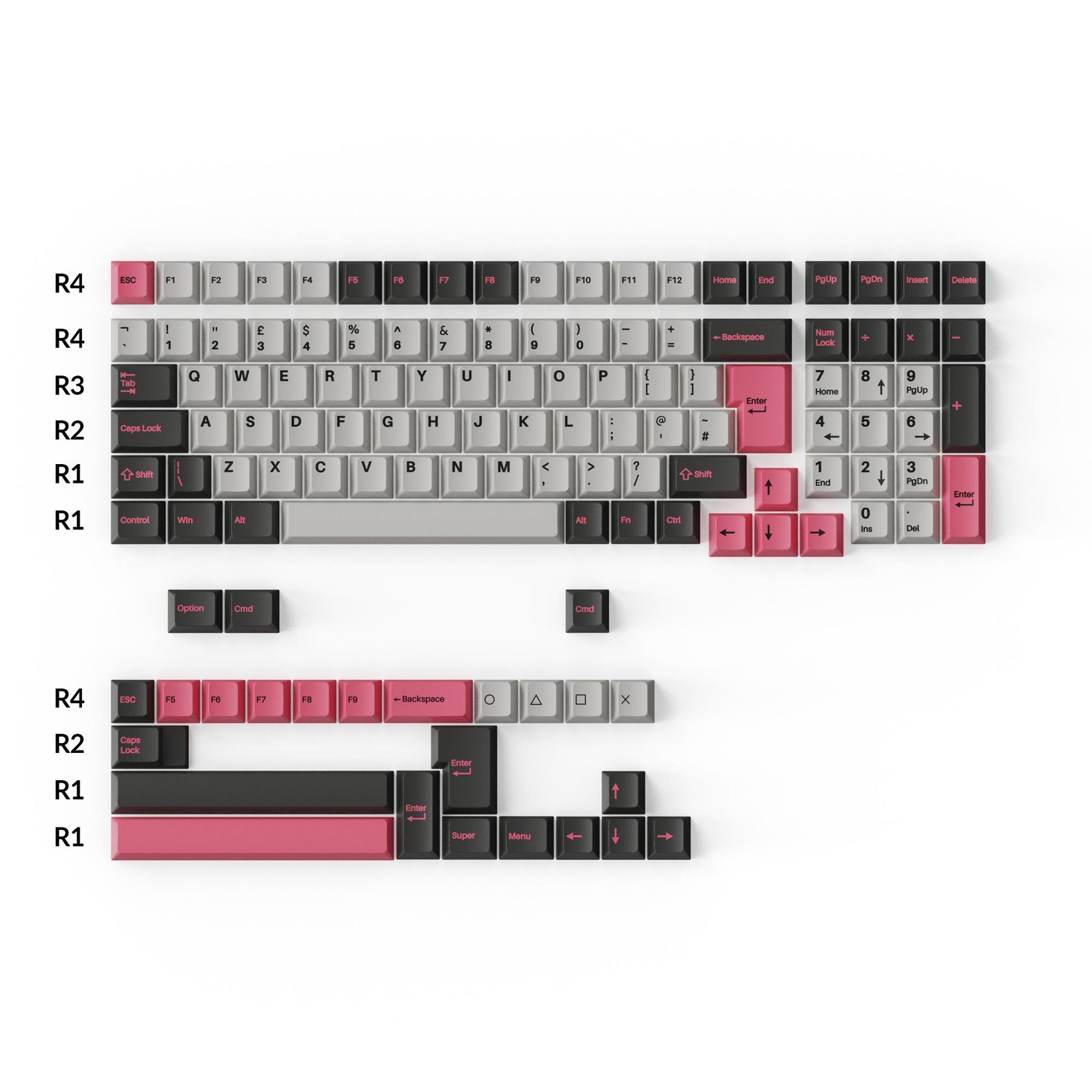 Cherry Profile Double-Shot PBT Full Set Keycaps - Dolch Pink