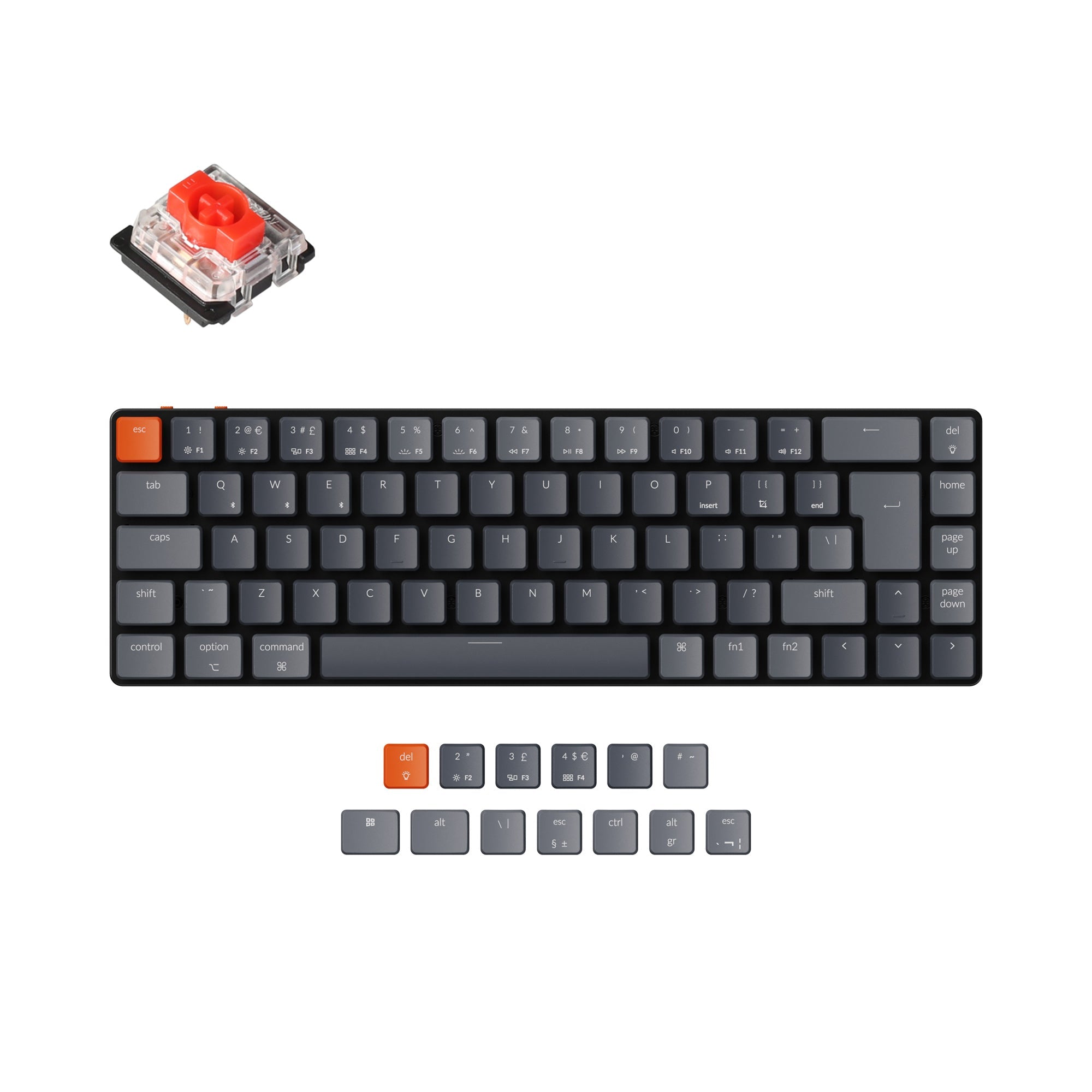 Keychron K7 ultra slim compact wireless mechanical keyboard for Mac Windows low profile Gateron red switch rgb backlight UK ISO layout
