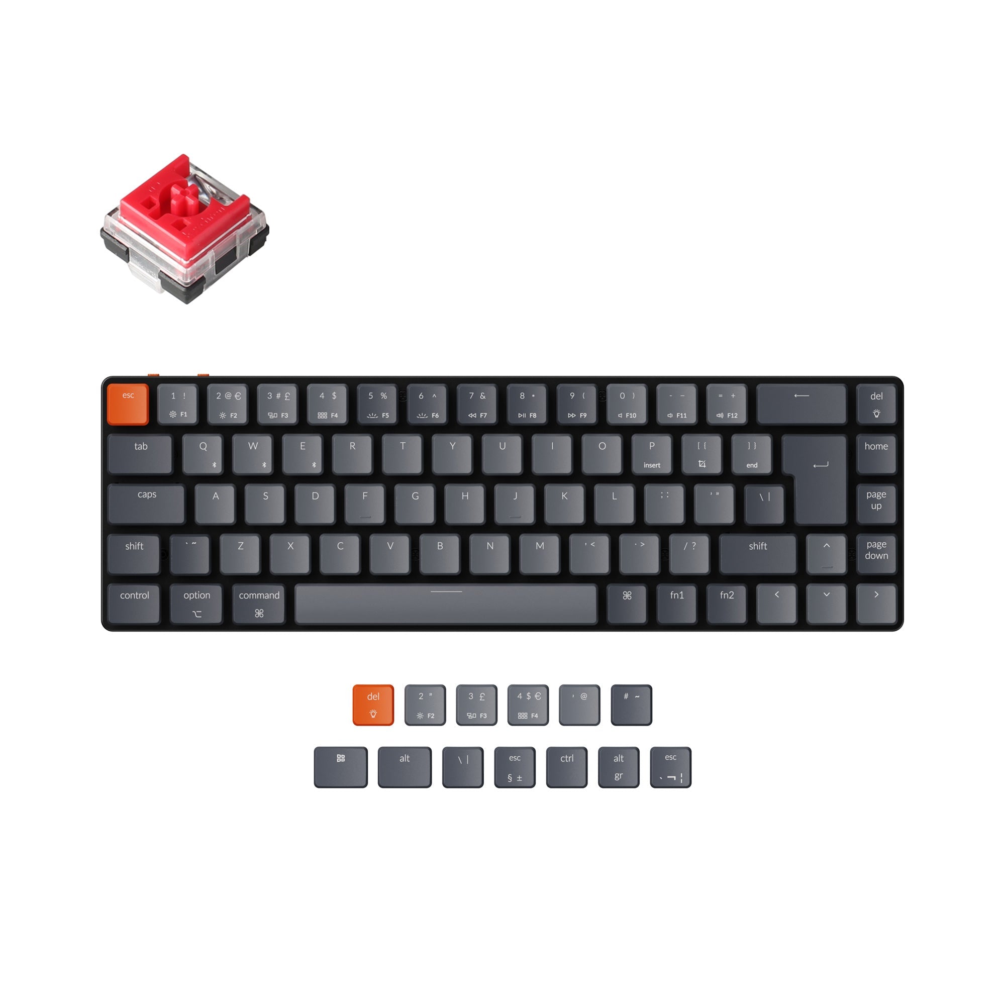 Keychron K7 ultra slim compact wireless mechanical keyboard for Mac Windows low profile Optical red switch white backlight UK ISO layout