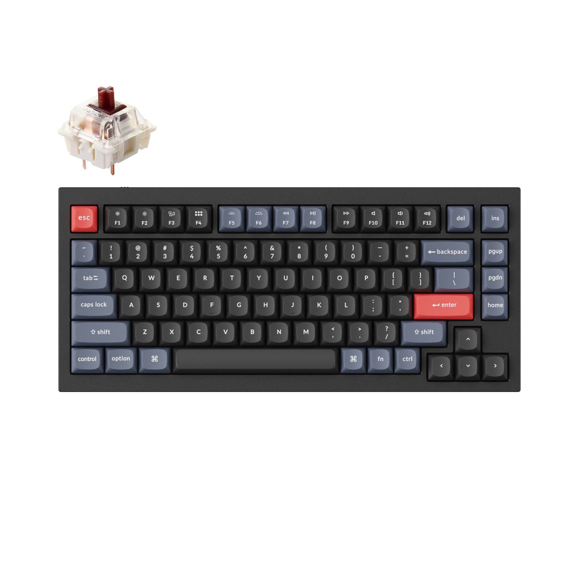 Keychron-Q1-75-percent-QMK-Custom-Mechanical-Keyboard-version-2-black-gateron-g-pro-brown