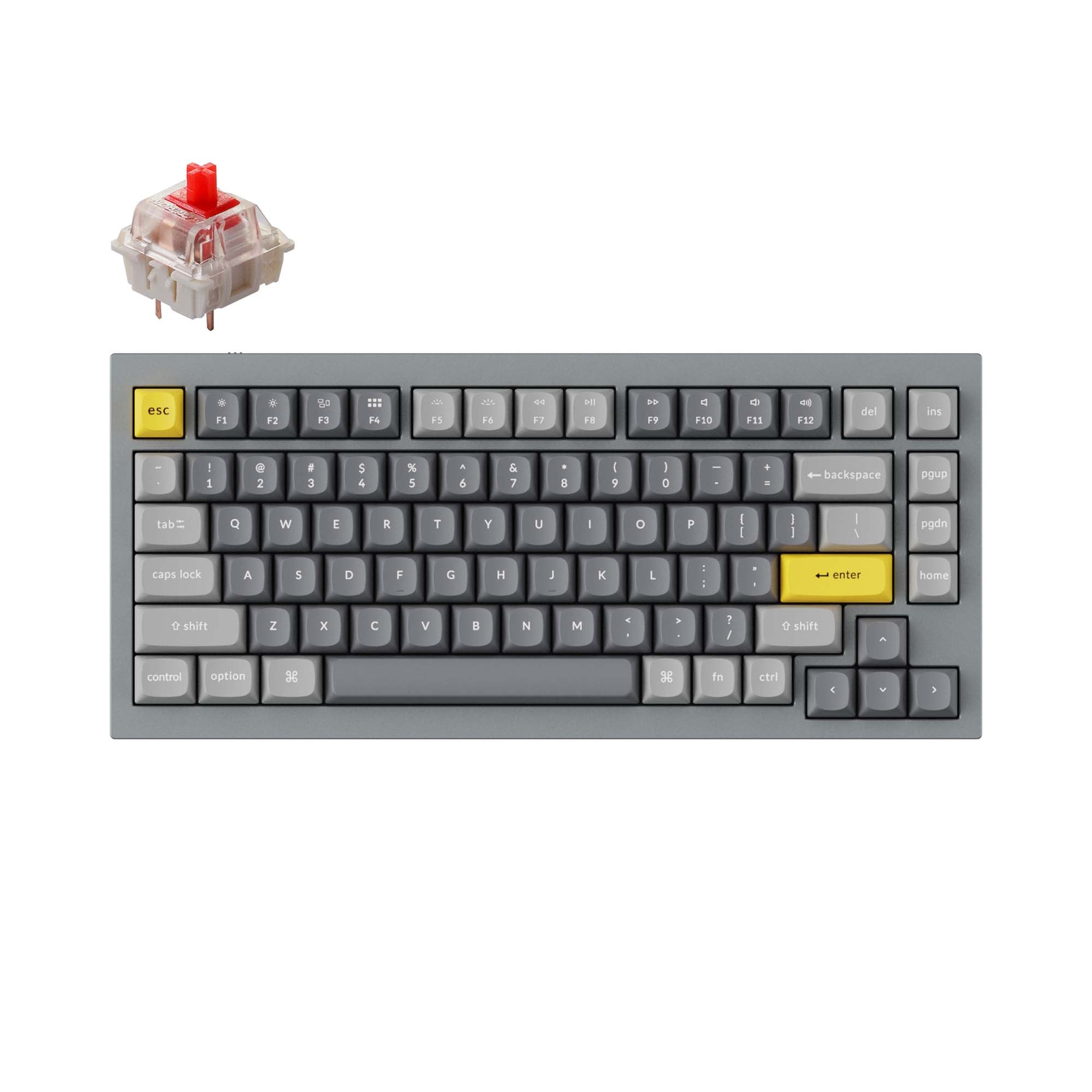 Keychron-Q1-75-percent-QMK-Custom-Mechanical-Keyboard-version-2-grey-gateron-g-pro-red