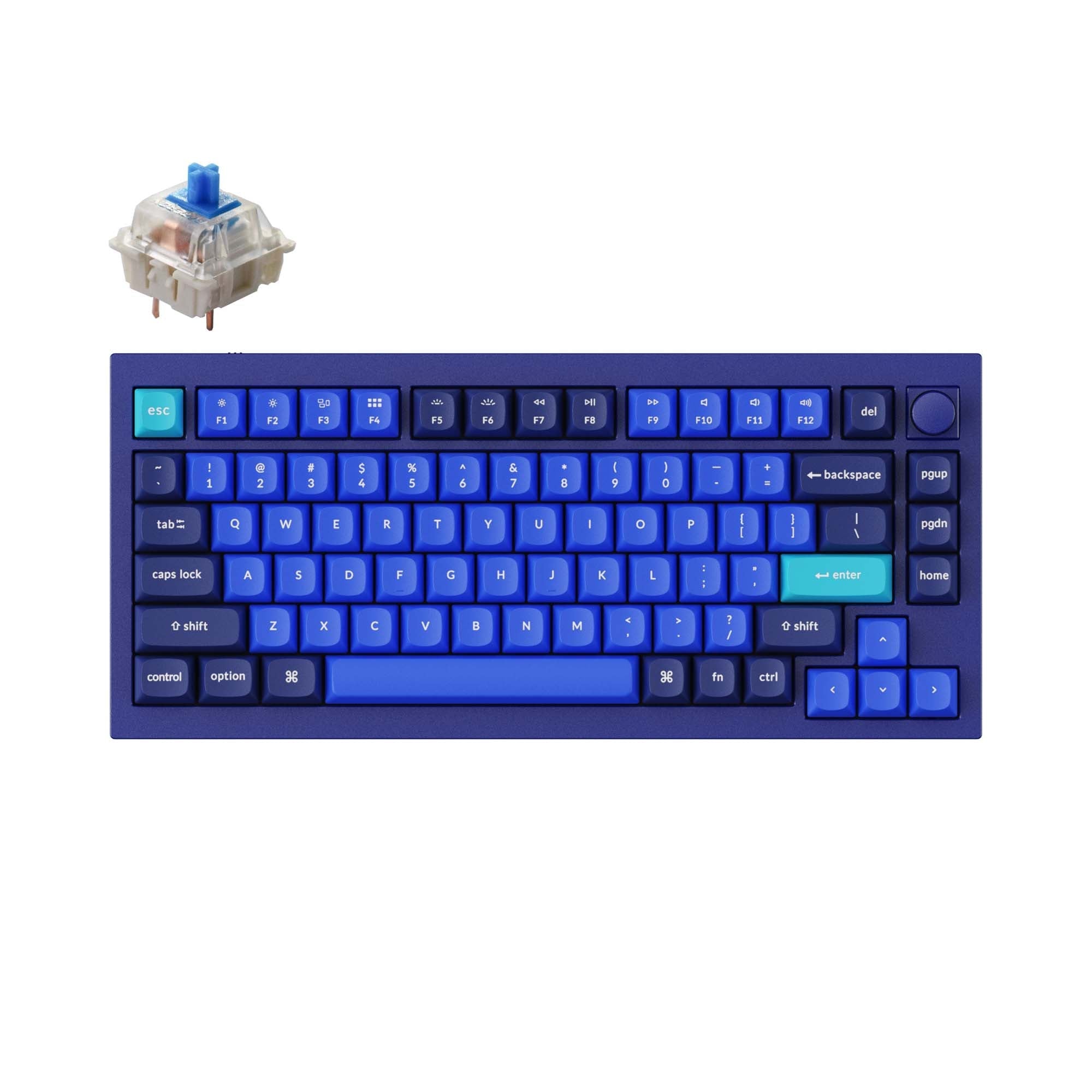 Keychron-Q1-Custom-Mechanical-Keyboard-QMK-OSA-PBT-Keycap-Knob-Blue-Gateron-G-Pro-Blue
