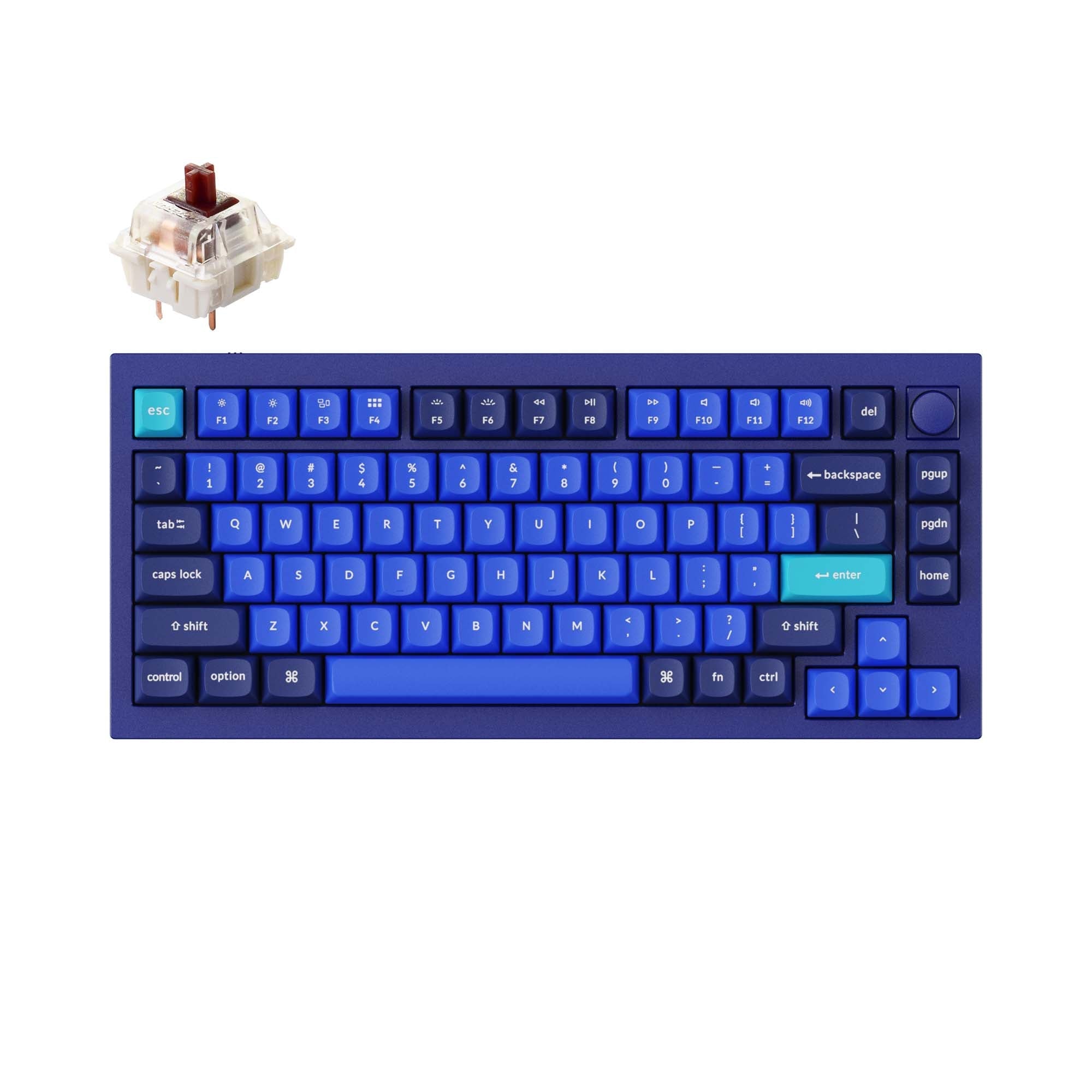 Keychron-Q1-Custom-Mechanical-Keyboard-QMK-OSA-PBT-Keycap-Knob-Blue-Gateron-G-Pro-Brown