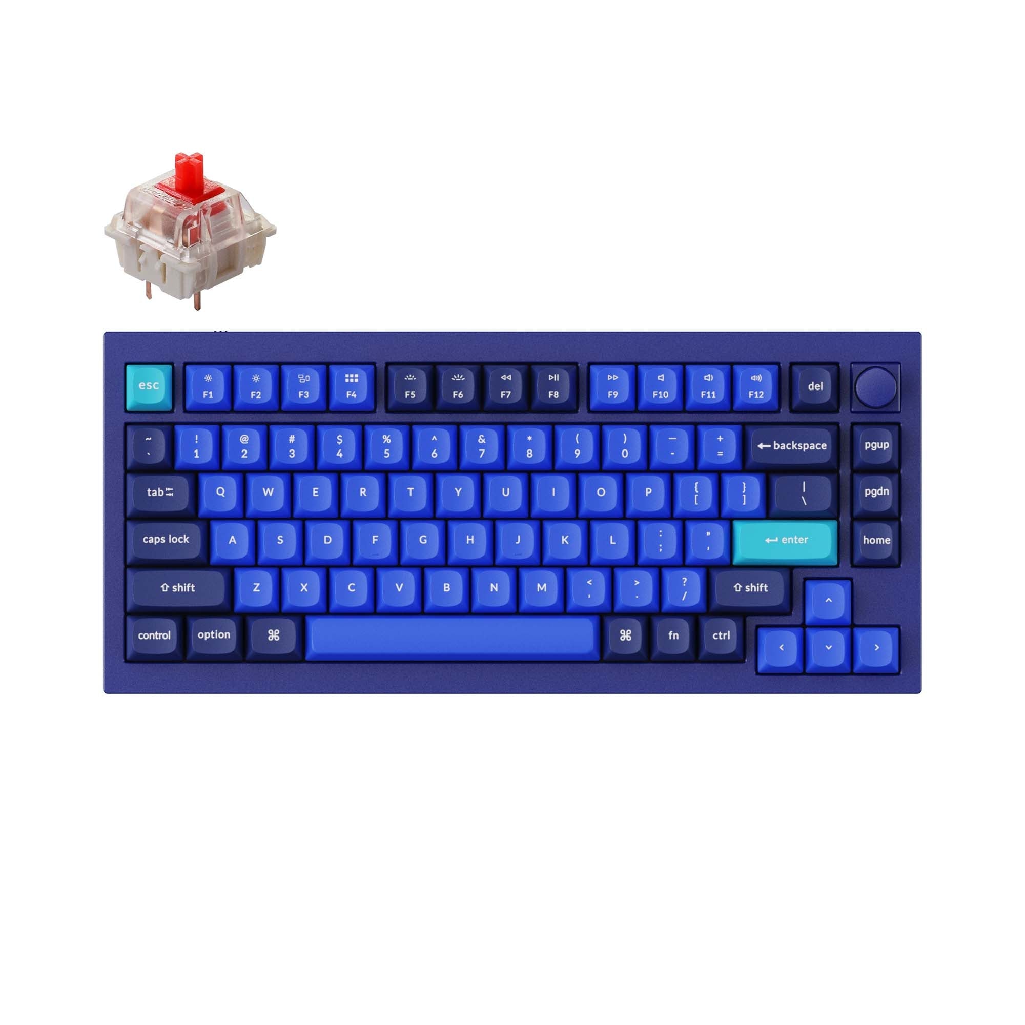 Keychron-Q1-Custom-Mechanical-Keyboard-QMK-OSA-PBT-Keycap-Knob-Blue-Gateron-G-Pro-Red