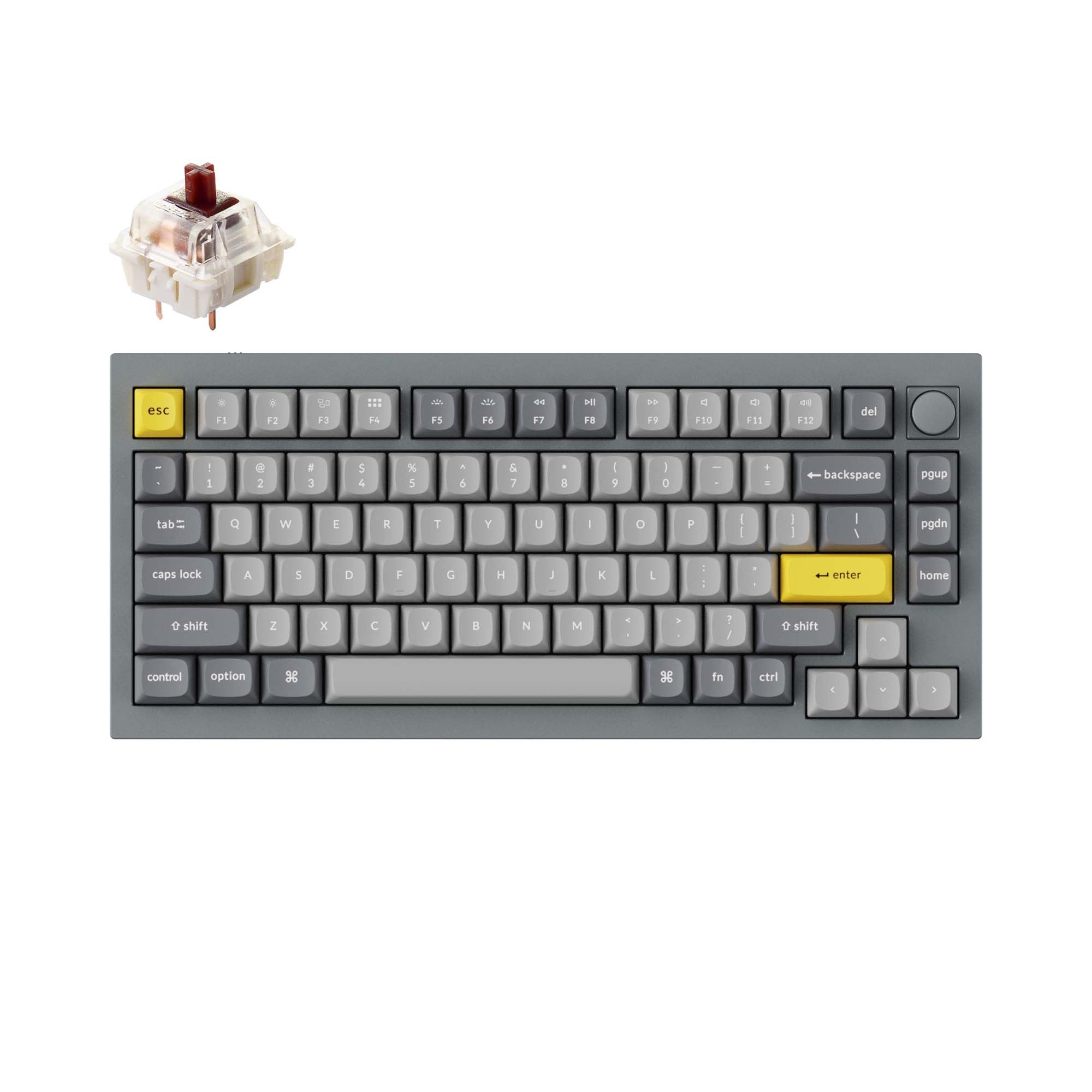 Keychron-Q1-Custom-Mechanical-Keyboard-QMK-OSA-PBT-Keycap-Knob-Grey-Gateron-G-Pro-Brown