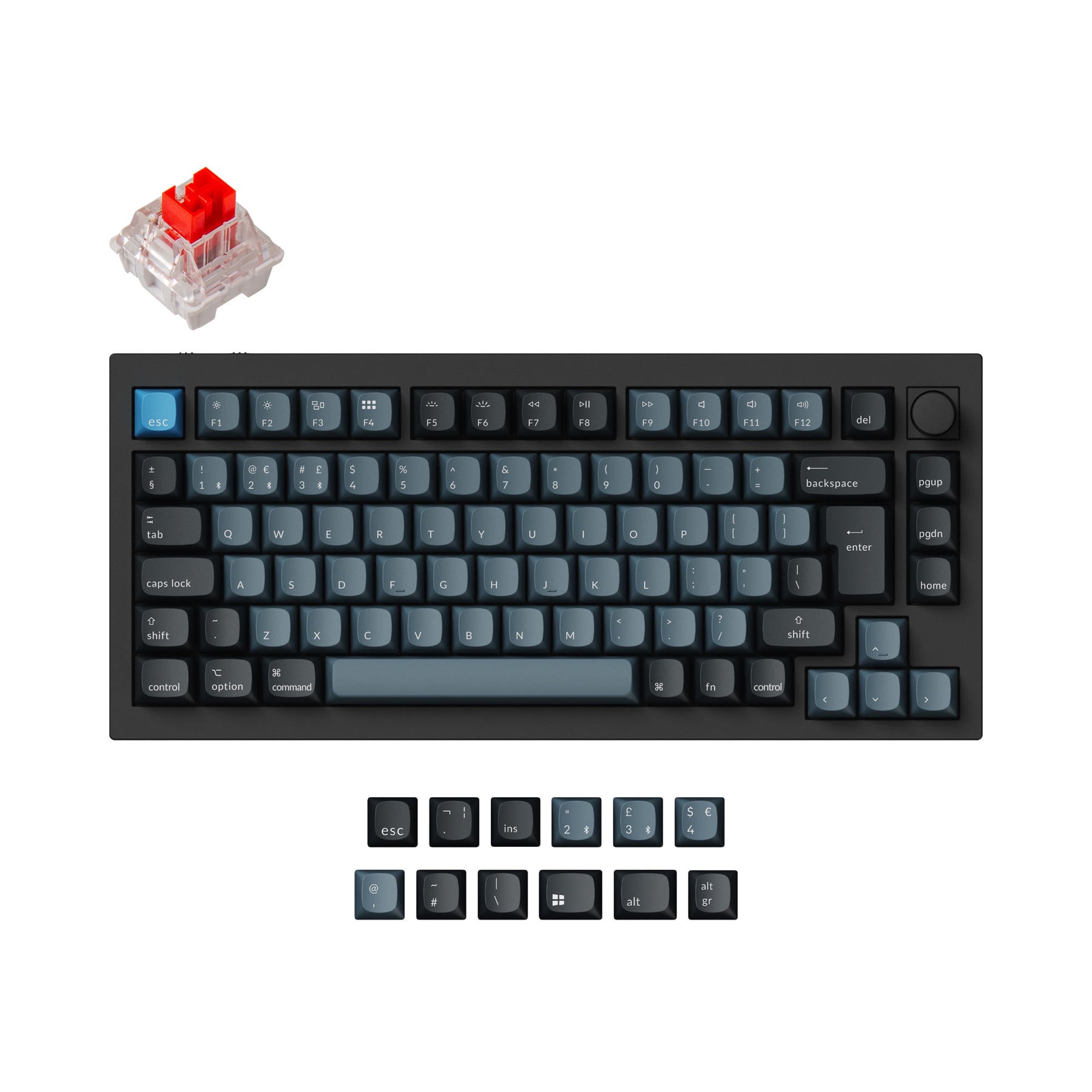 Keychron q1 pro qmk/via coleção de layout iso de teclado mecânico personalizado sem fio
