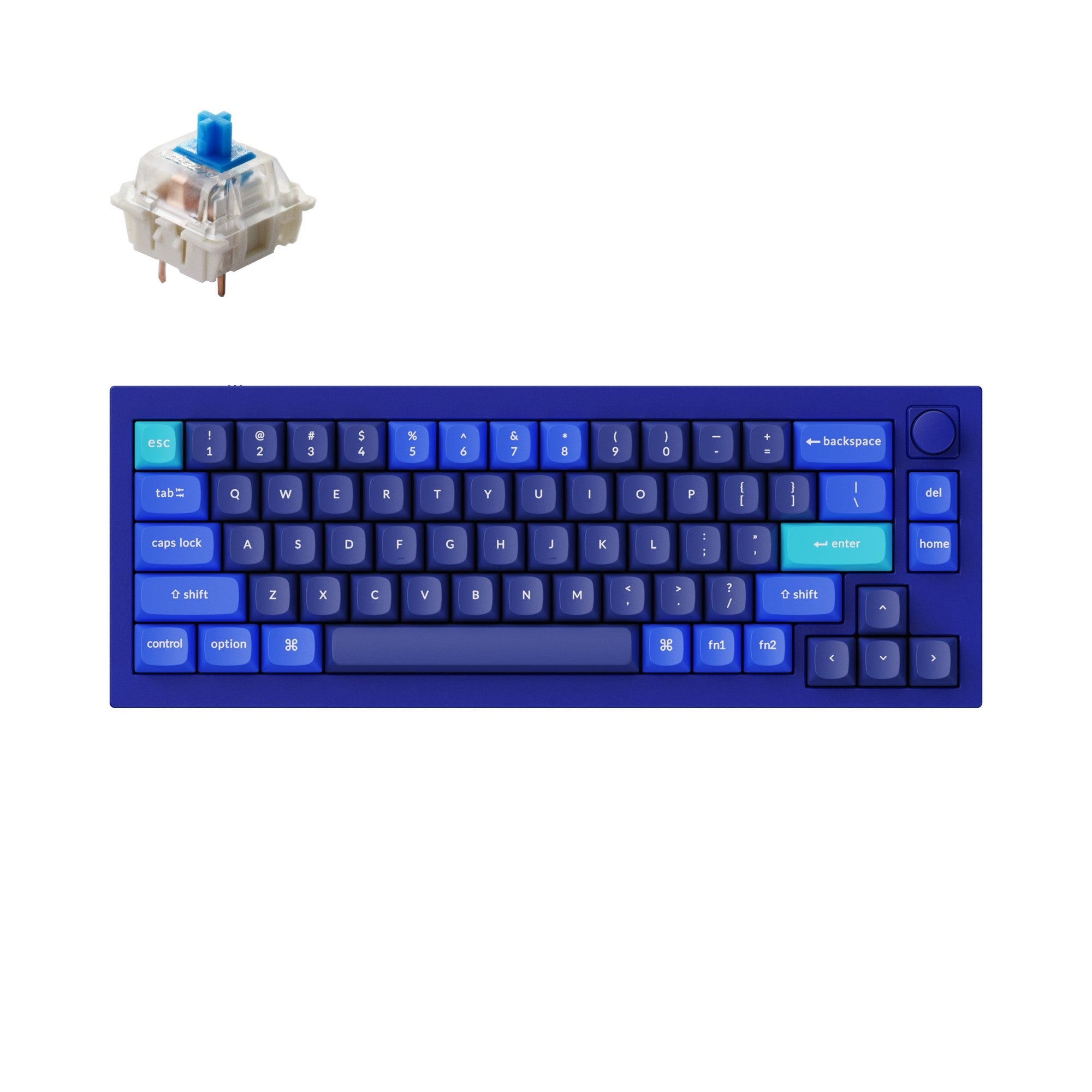 Keychron Q2 custom mechanical keyboard fully assembled version knob version navy blue version a Gateron G Pro blue switch