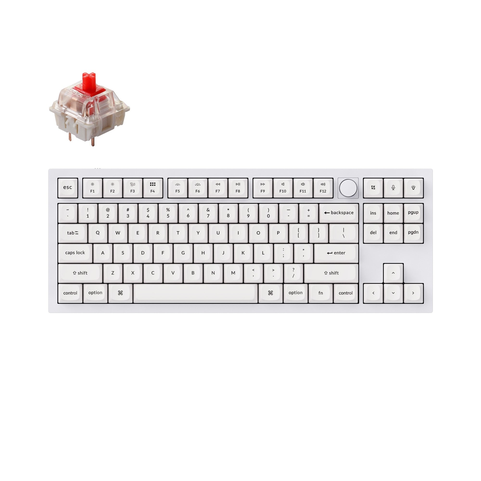 Keychron Q3 QMK VIA Custom Mechanical Keyboard Knob Version For Mac Windows Hot-Swappable Gateron G Pro Red OSA PBT Keycap Shell White Version
