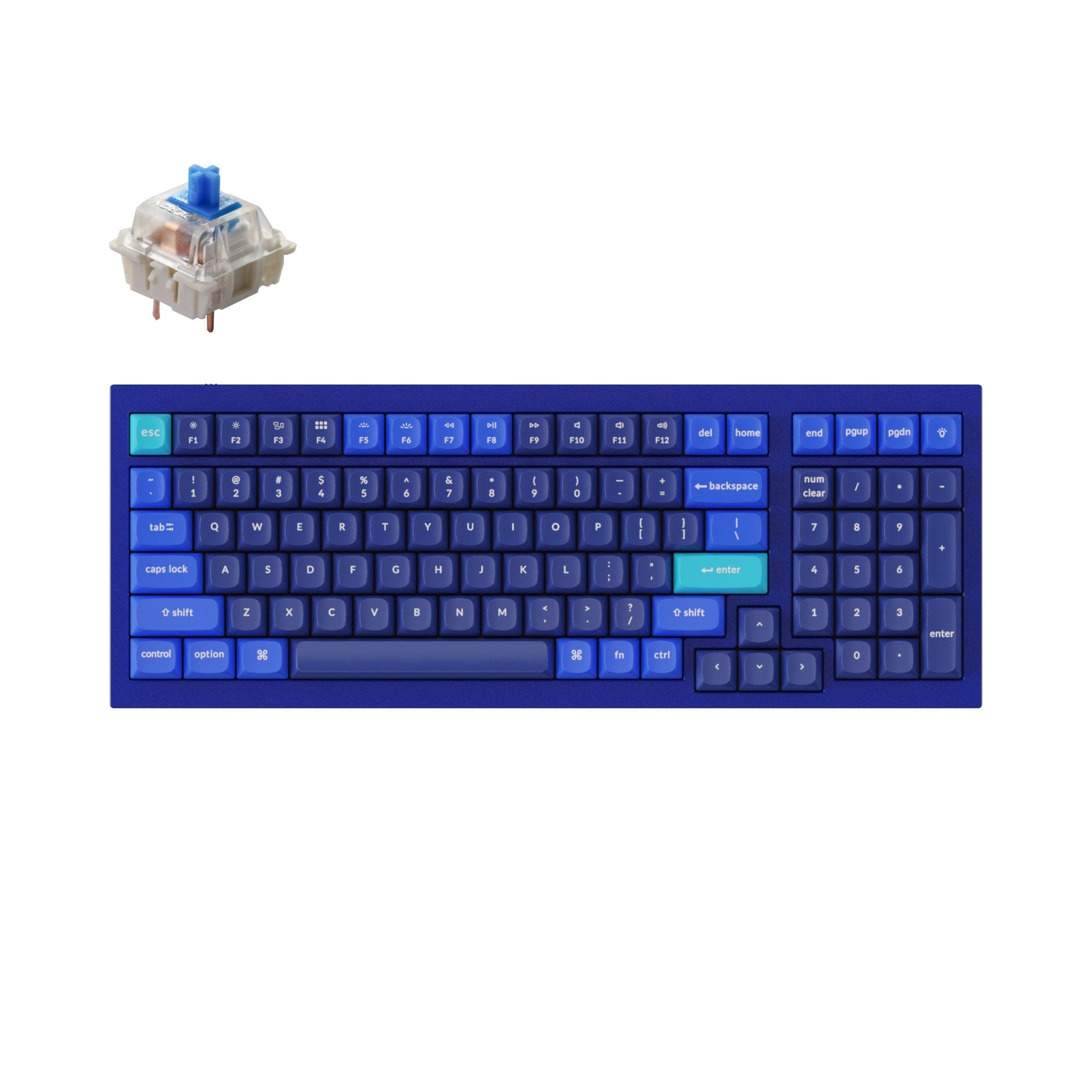 Keychron Q5 QMK/VIA custom mechanical keyboard 96 percent full aluminum for Mac Windows Linux fully assembled blue frame with Gateron G Pro switch blue