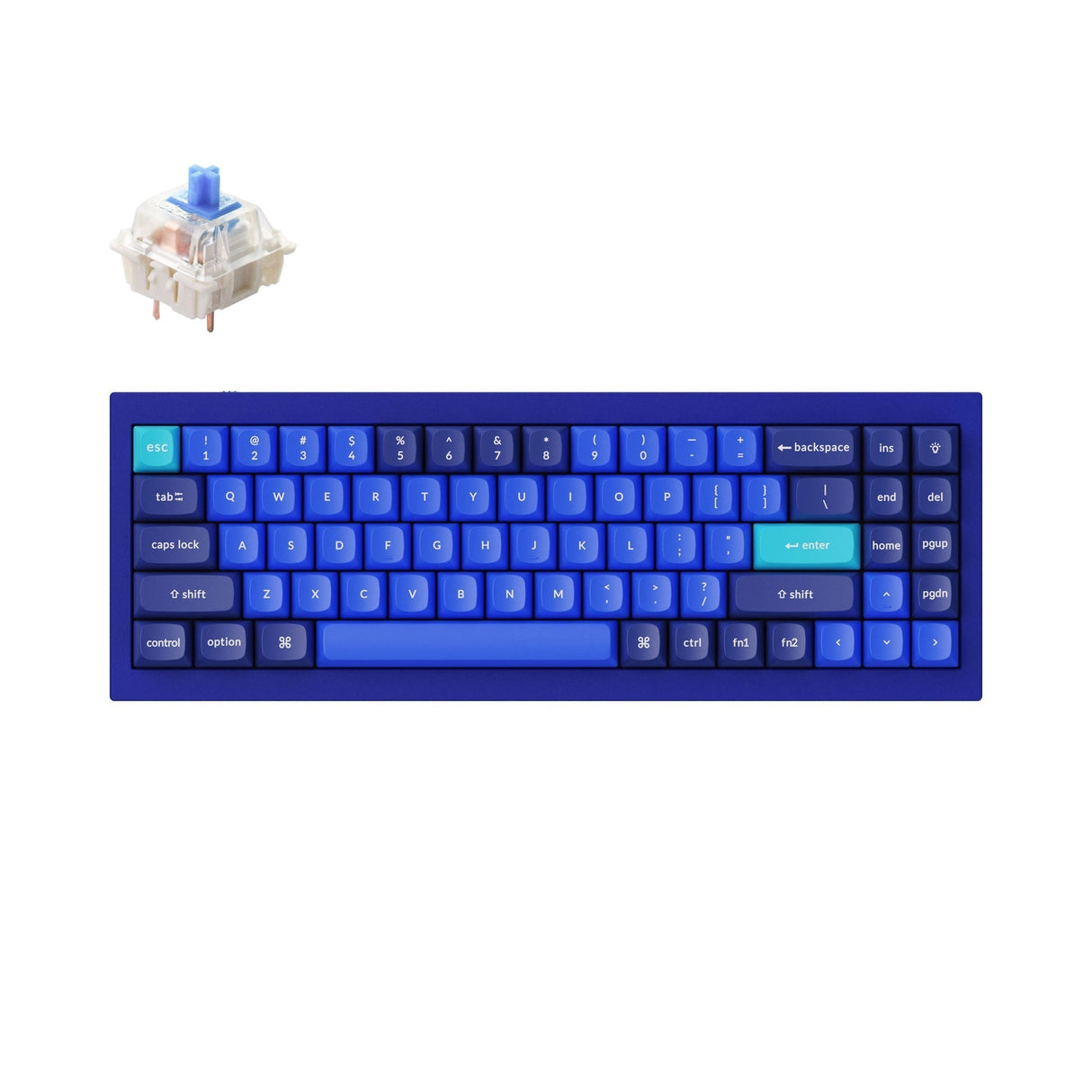 Keychron Q7 QMK/VIA custom mechanical keyboard 70 percent layout full aluminum for Mac Windows Linux fully assembled blue frame with Gateron G Pro switch blue